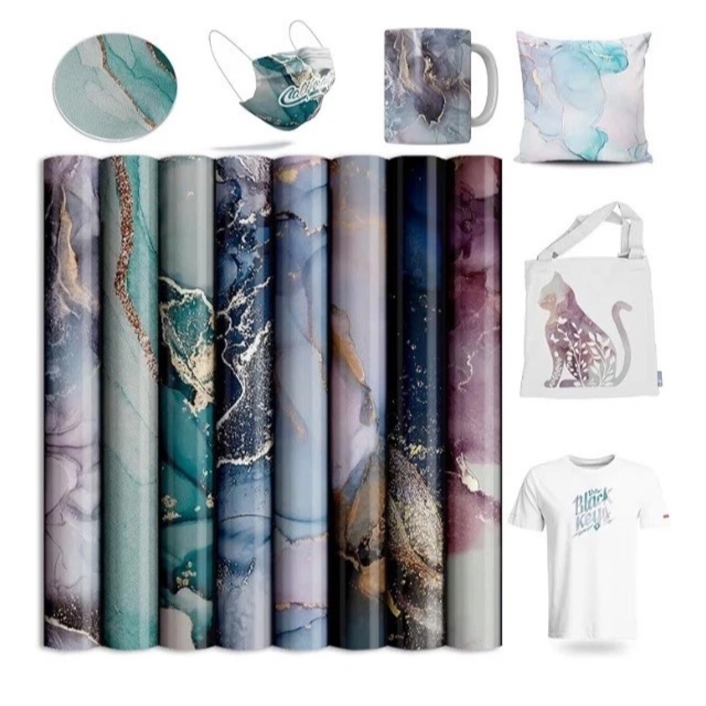 8 Rolls Marble Heat Transfer For Heat Press Iron On Tee Shirt Tumblers 12” X 12”